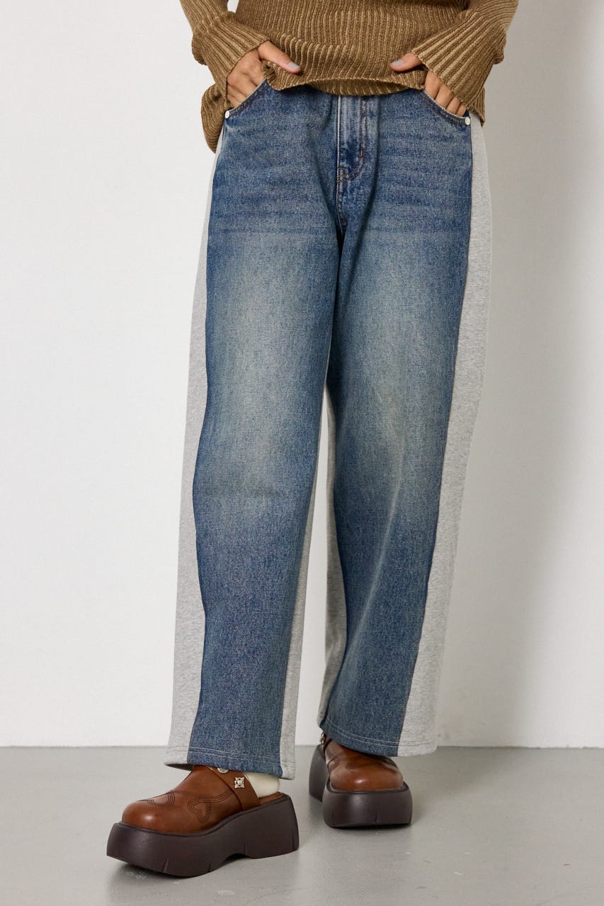 DENIM COMBO PANTS BLU S