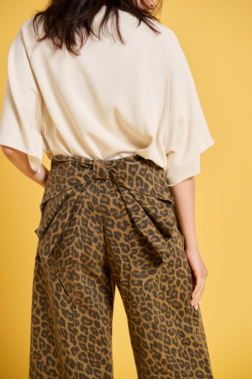 ビッグリボンデニムパンツ 柄BRN S