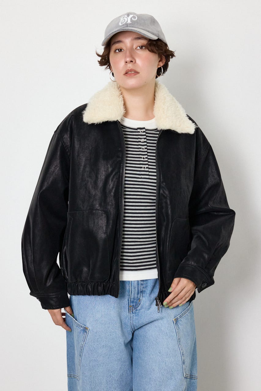 Suede look 2WAY ブルゾン BLK FREE
