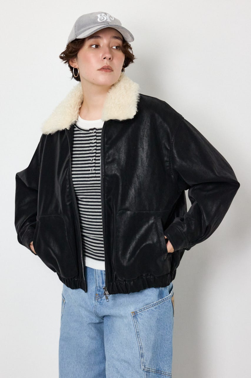 Suede look 2WAY ブルゾン BLK FREE
