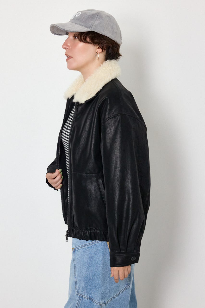 Suede look 2WAY ブルゾン BLK FREE