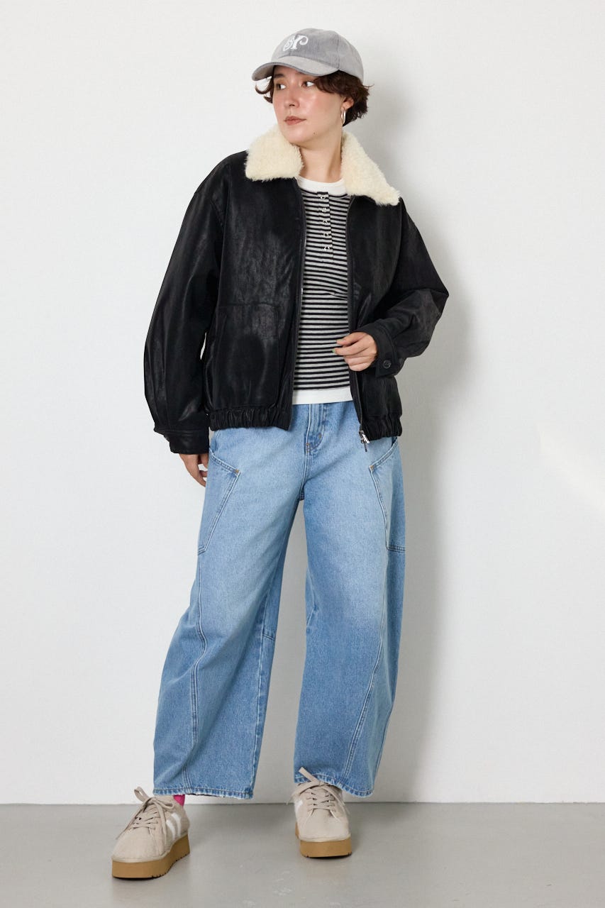 Suede look 2WAY ブルゾン BLK FREE