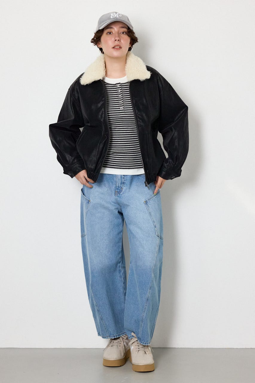 Suede look 2WAY ブルゾン BLK FREE