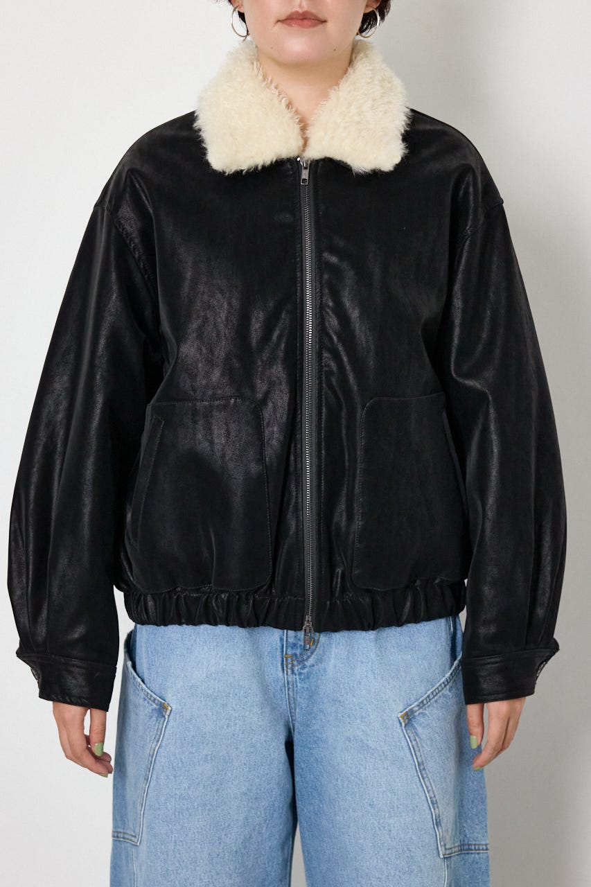 Suede look 2WAY ブルゾン BLK FREE