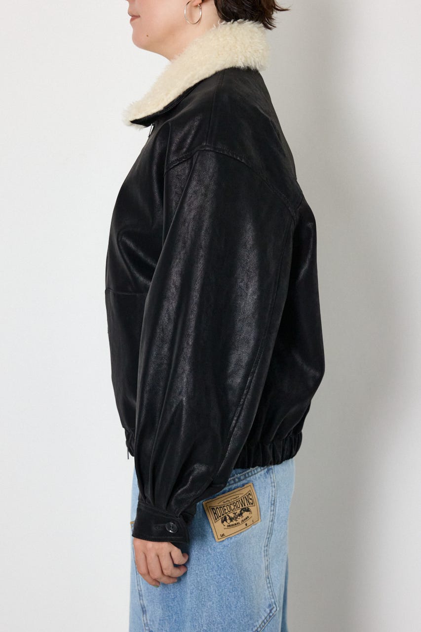 Suede look 2WAY ブルゾン BLK FREE