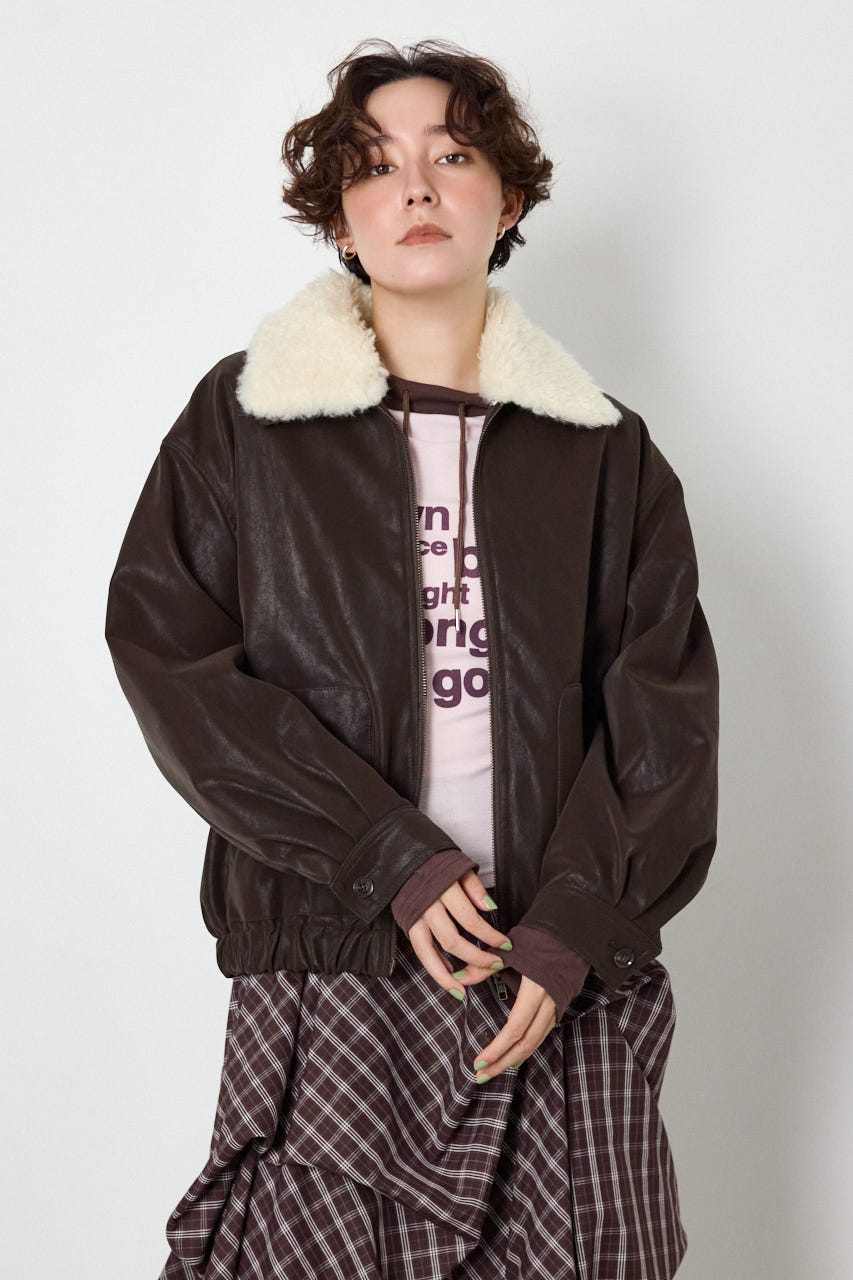 Suede look 2WAY ブルゾン BRN FREE