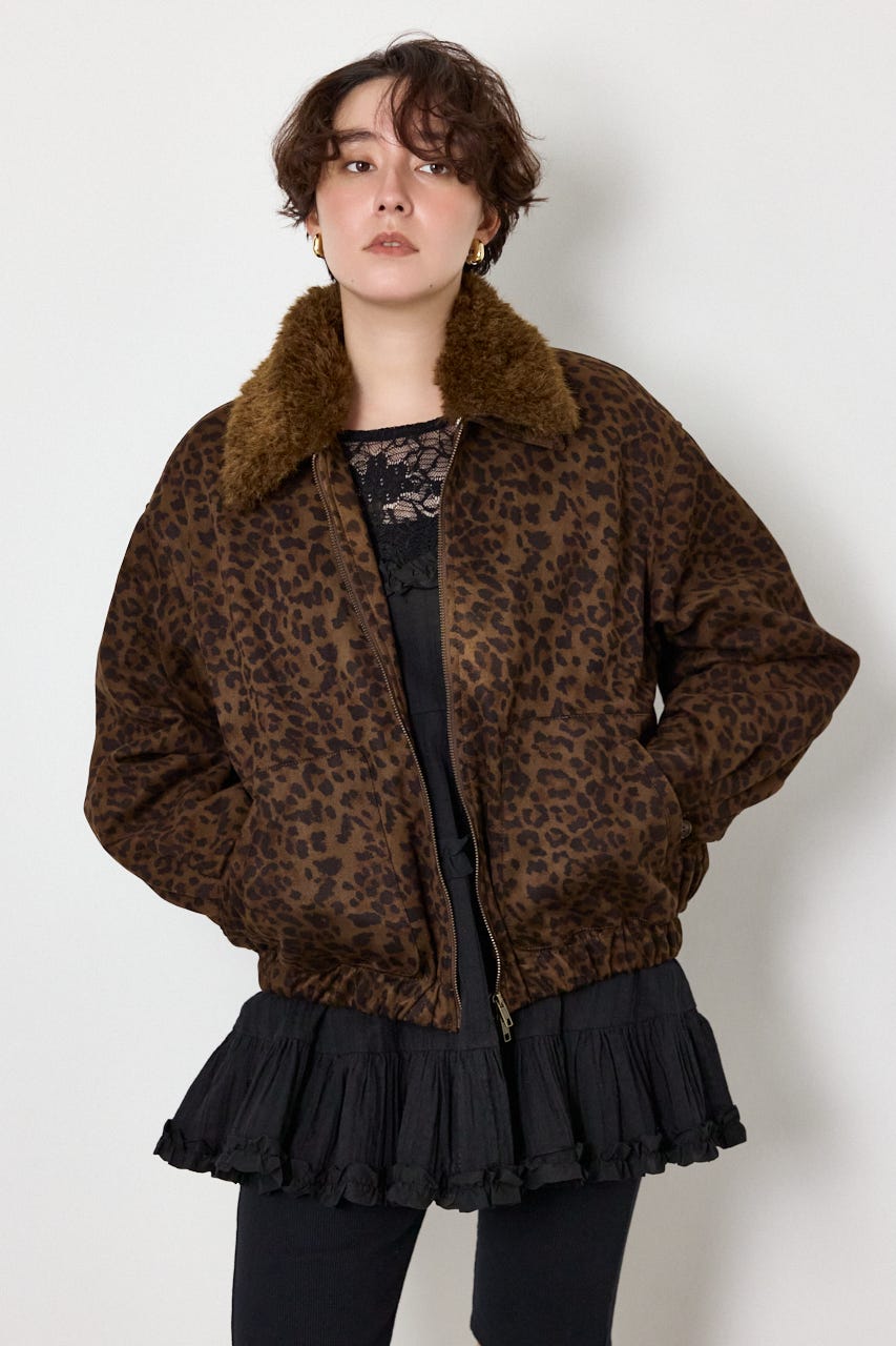 Suede look 2WAY ブルゾン 柄BEG FREE