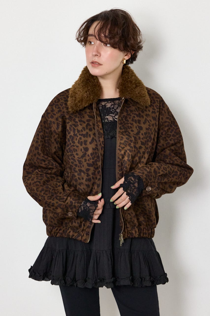 Suede look 2WAY ブルゾン 柄BEG FREE