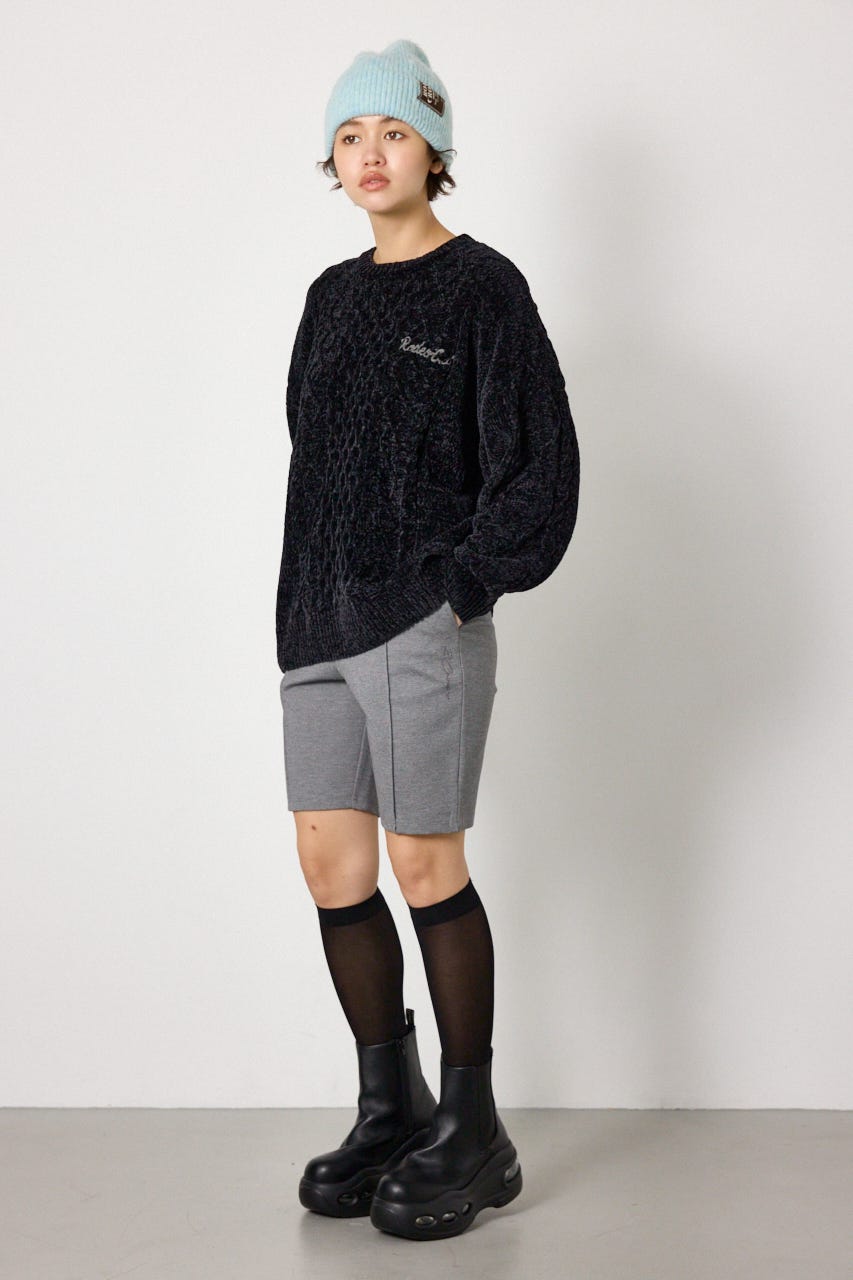モールニットEMBROIDERYロゴトップス BLK FREE