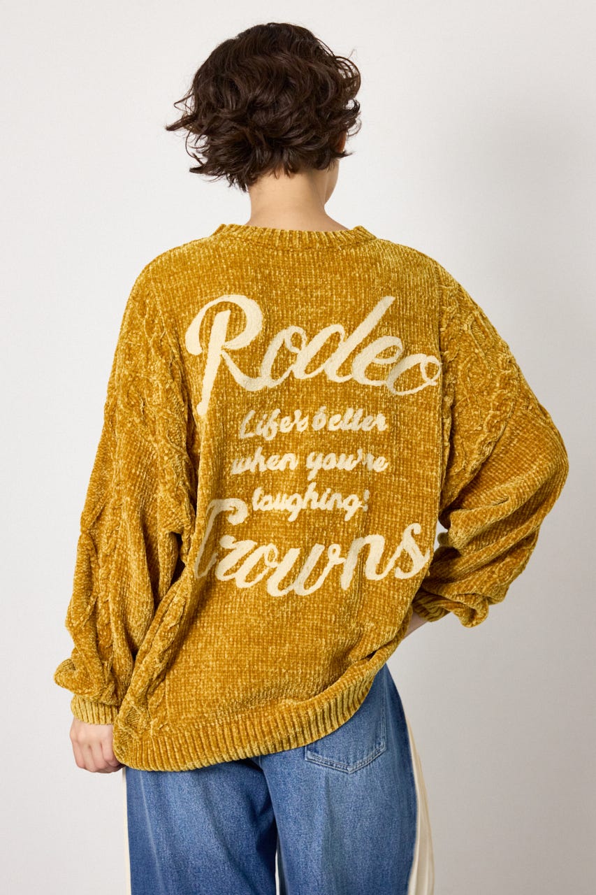 モールニットEMBROIDERYロゴトップス D/YEL FREE