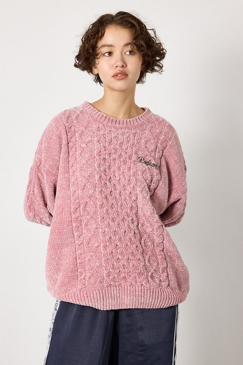 モールニットEMBROIDERYロゴトップス L/PNK FREE
