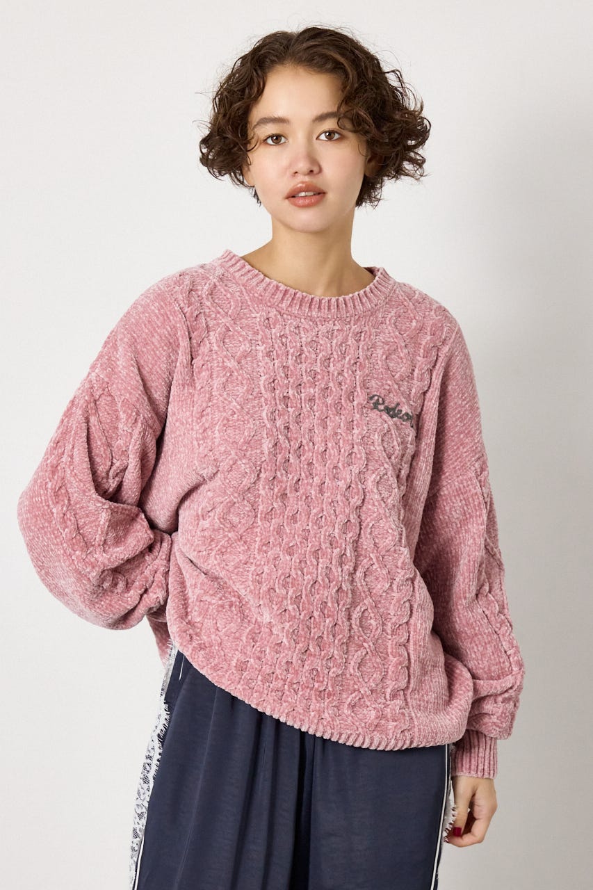 モールニットEMBROIDERYロゴトップス L/PNK FREE