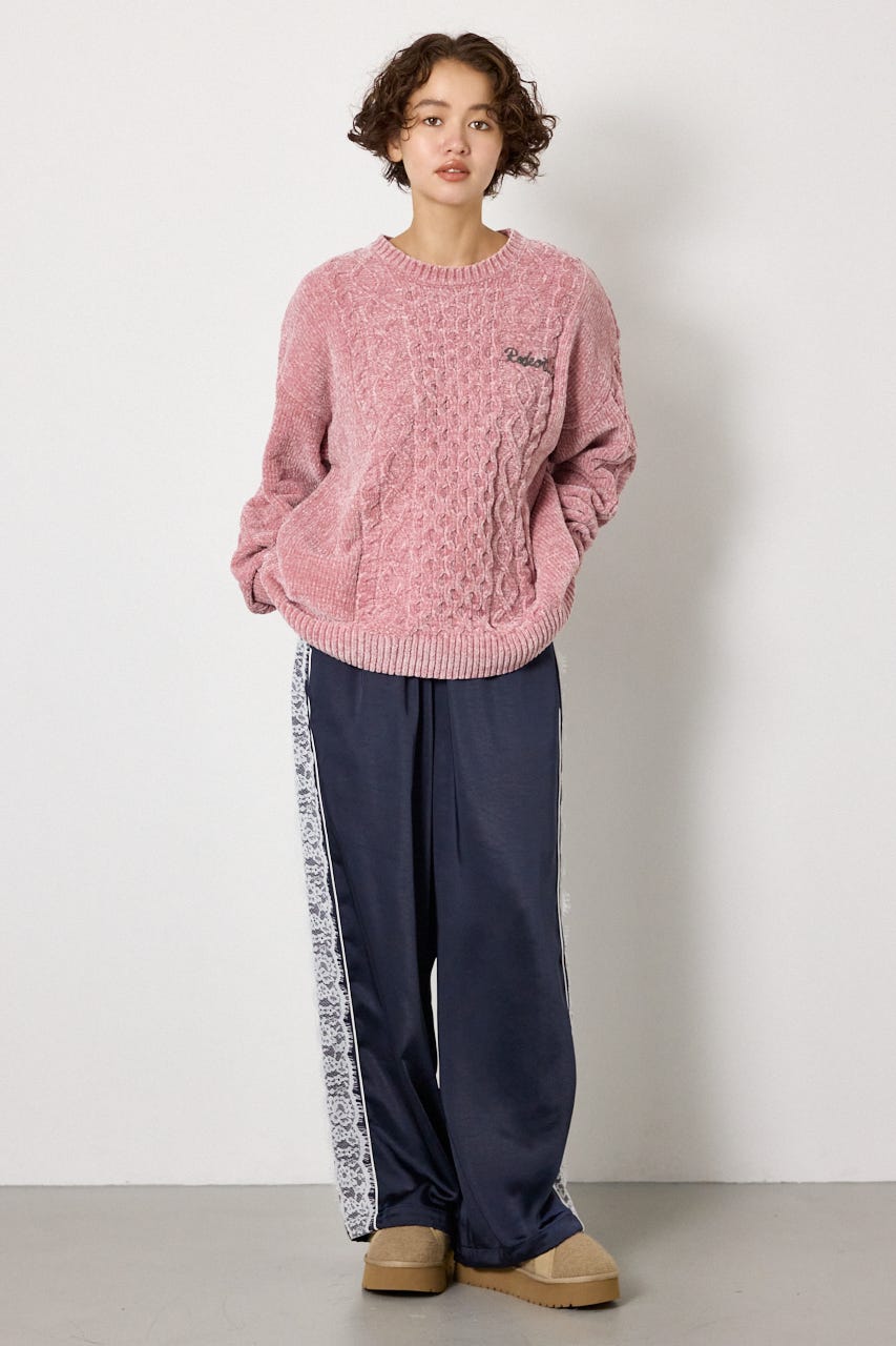 モールニットEMBROIDERYロゴトップス L/PNK FREE
