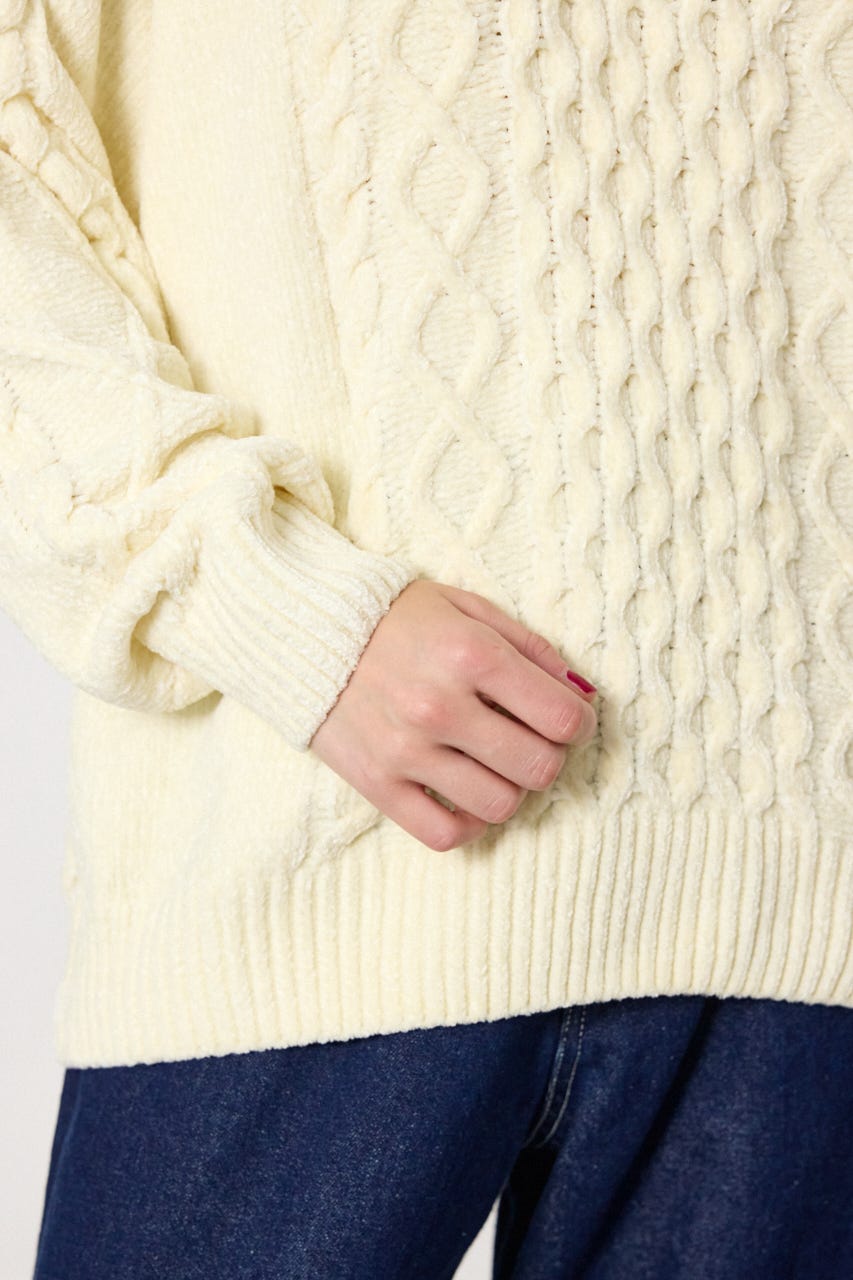 モールニットEMBROIDERYロゴトップス O/WHT FREE