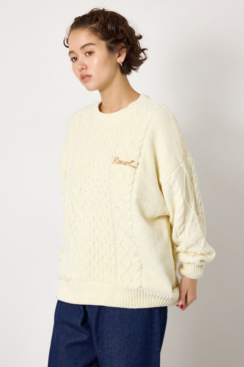モールニットEMBROIDERYロゴトップス O/WHT FREE