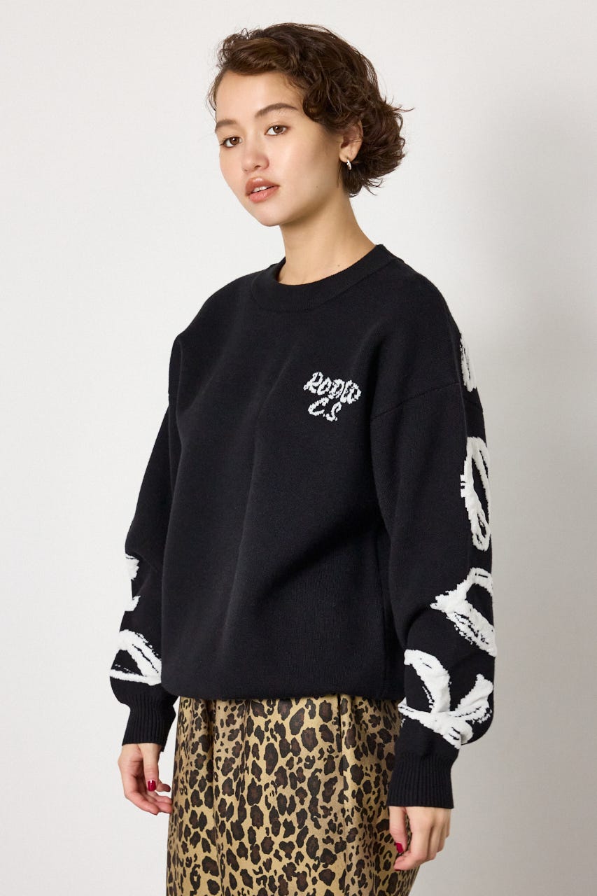 SWELL LOGO KNITトップス BLK FREE