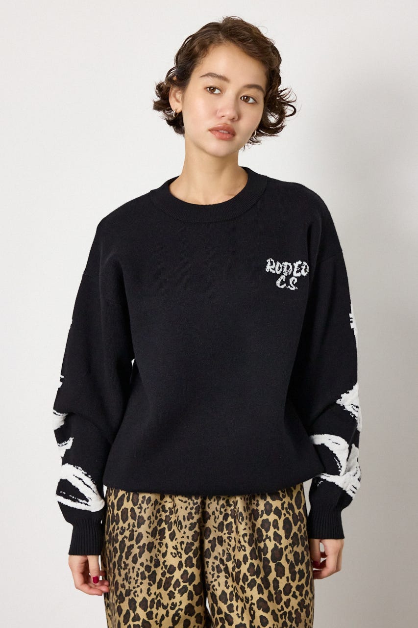 SWELL LOGO KNITトップス BLK FREE