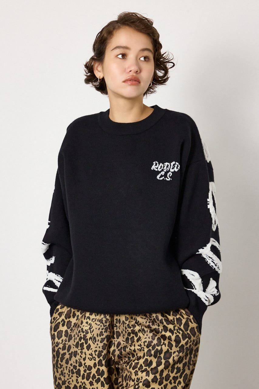SWELL LOGO KNITトップス BLK FREE