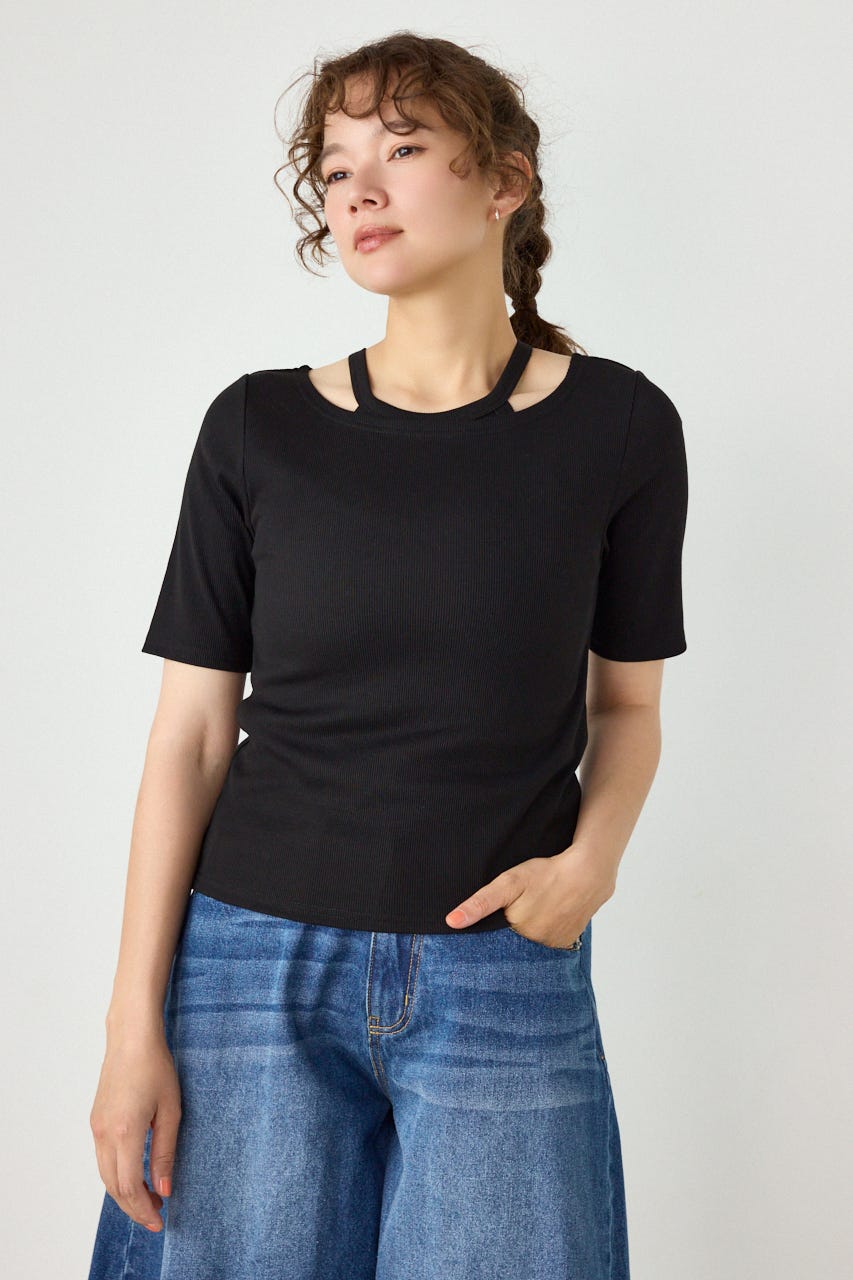 clavicle openTシャツ BLK FREE
