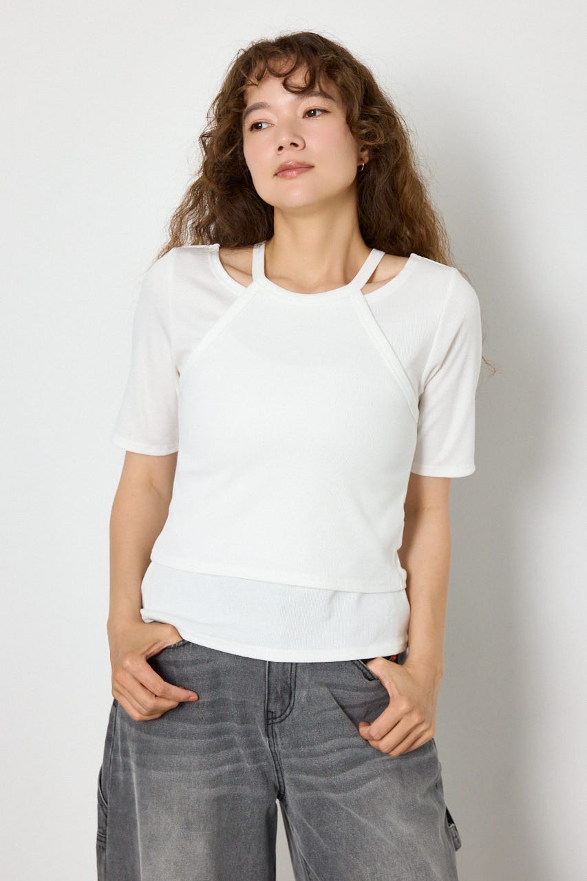 clavicle openTシャツ O/WHT FREE