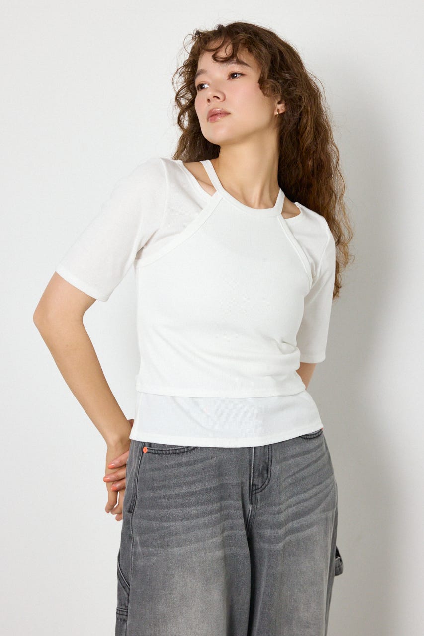 clavicle openTシャツ O/WHT FREE