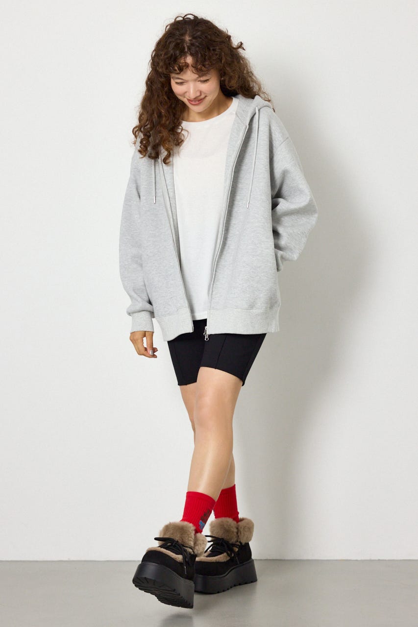 ビッグリボンダブルZIPパーカー L/T.GRY FREE