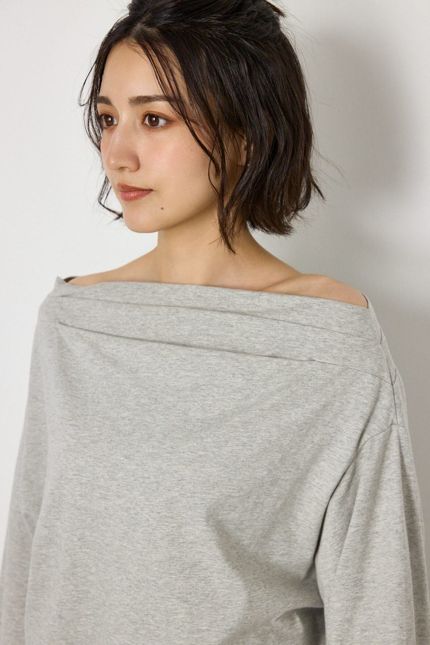 タックデザインオフショルL/Sトップス L/T.GRY FREE