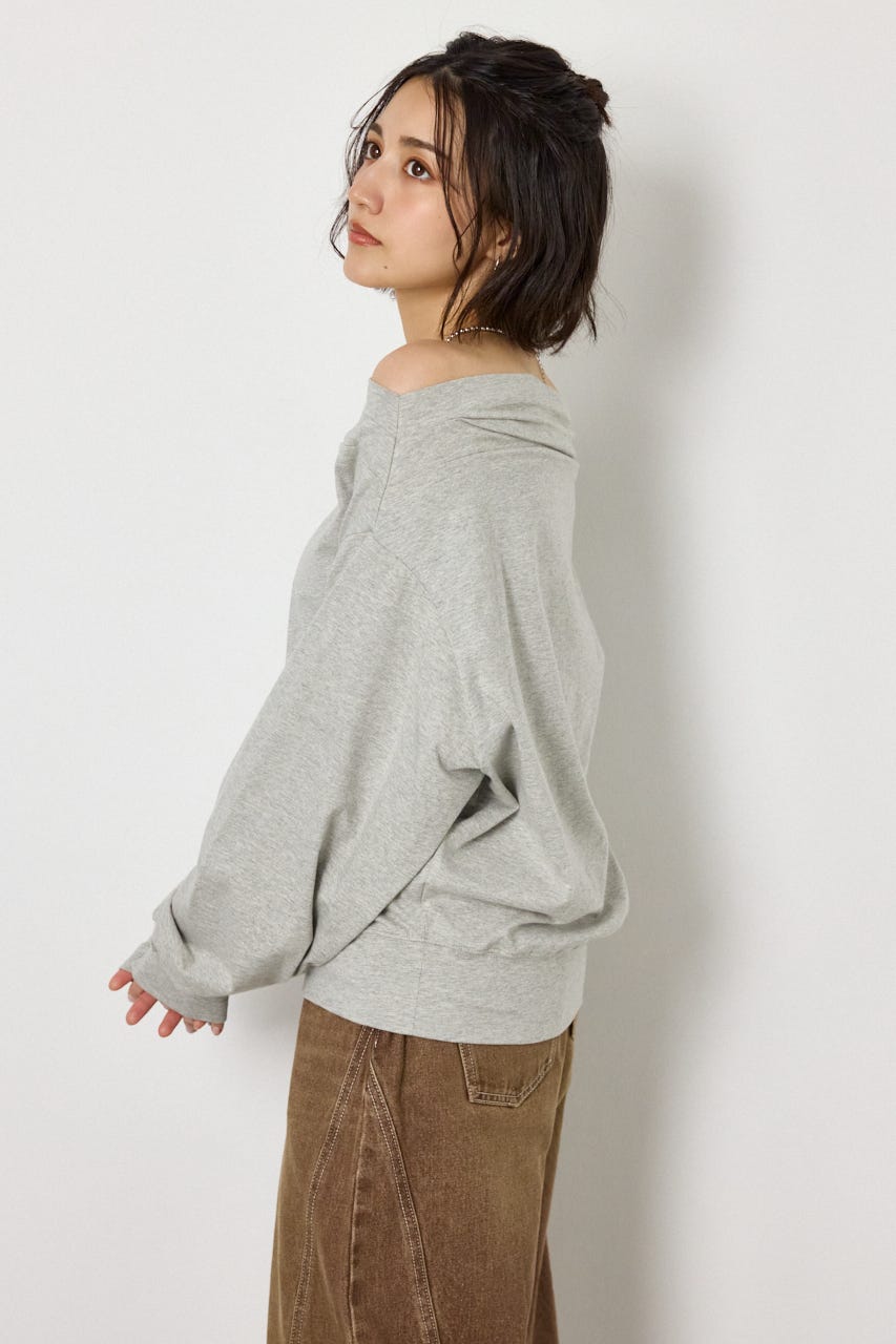 タックデザインオフショルL/Sトップス L/T.GRY FREE