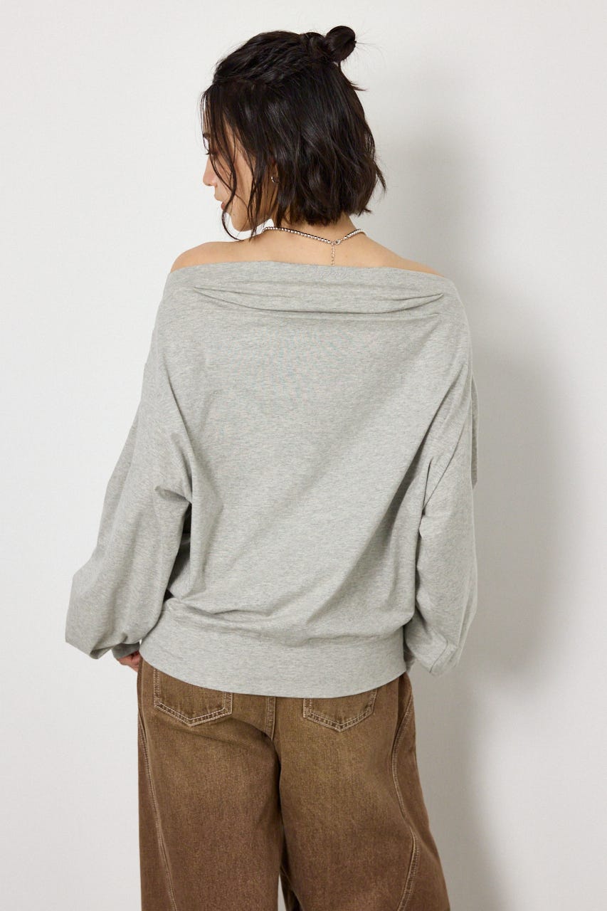 タックデザインオフショルL/Sトップス L/T.GRY FREE