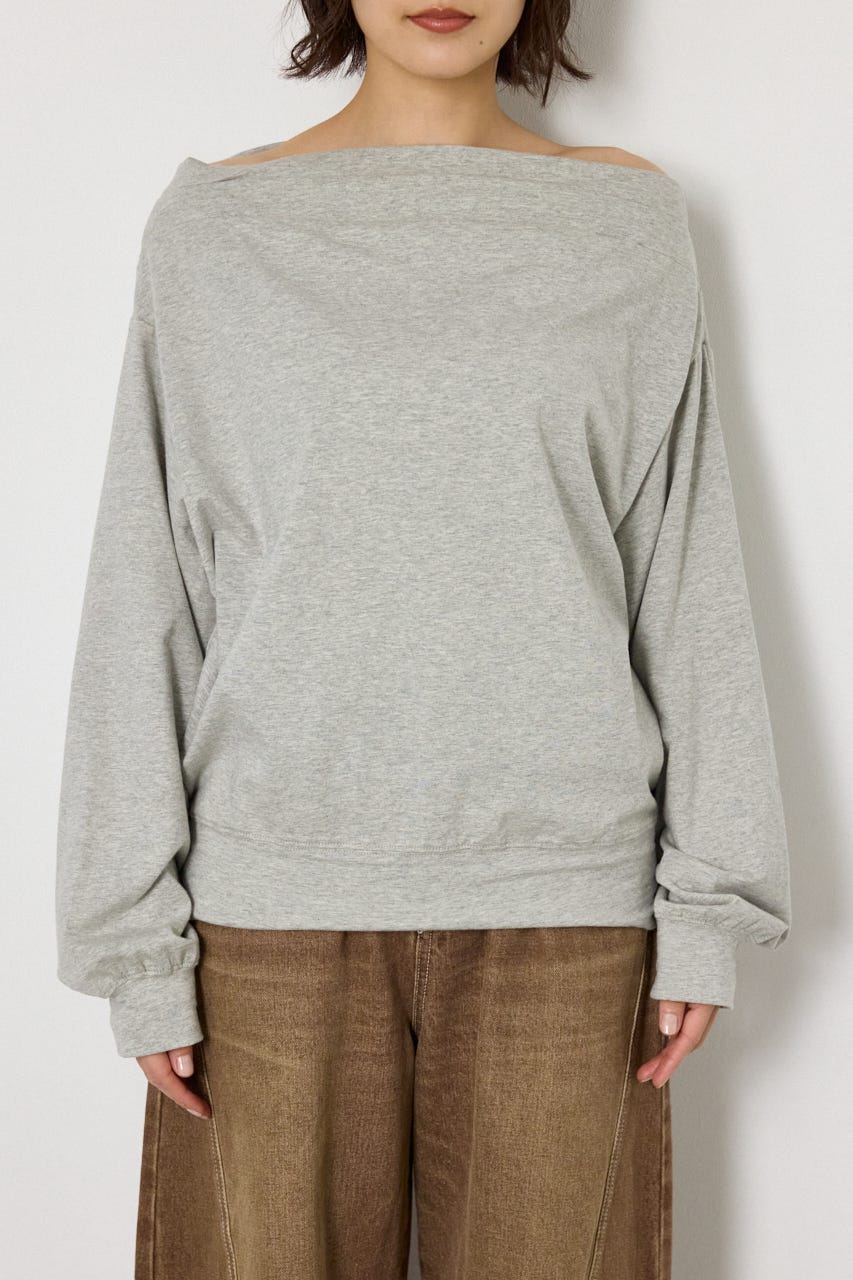 タックデザインオフショルL/Sトップス L/T.GRY FREE