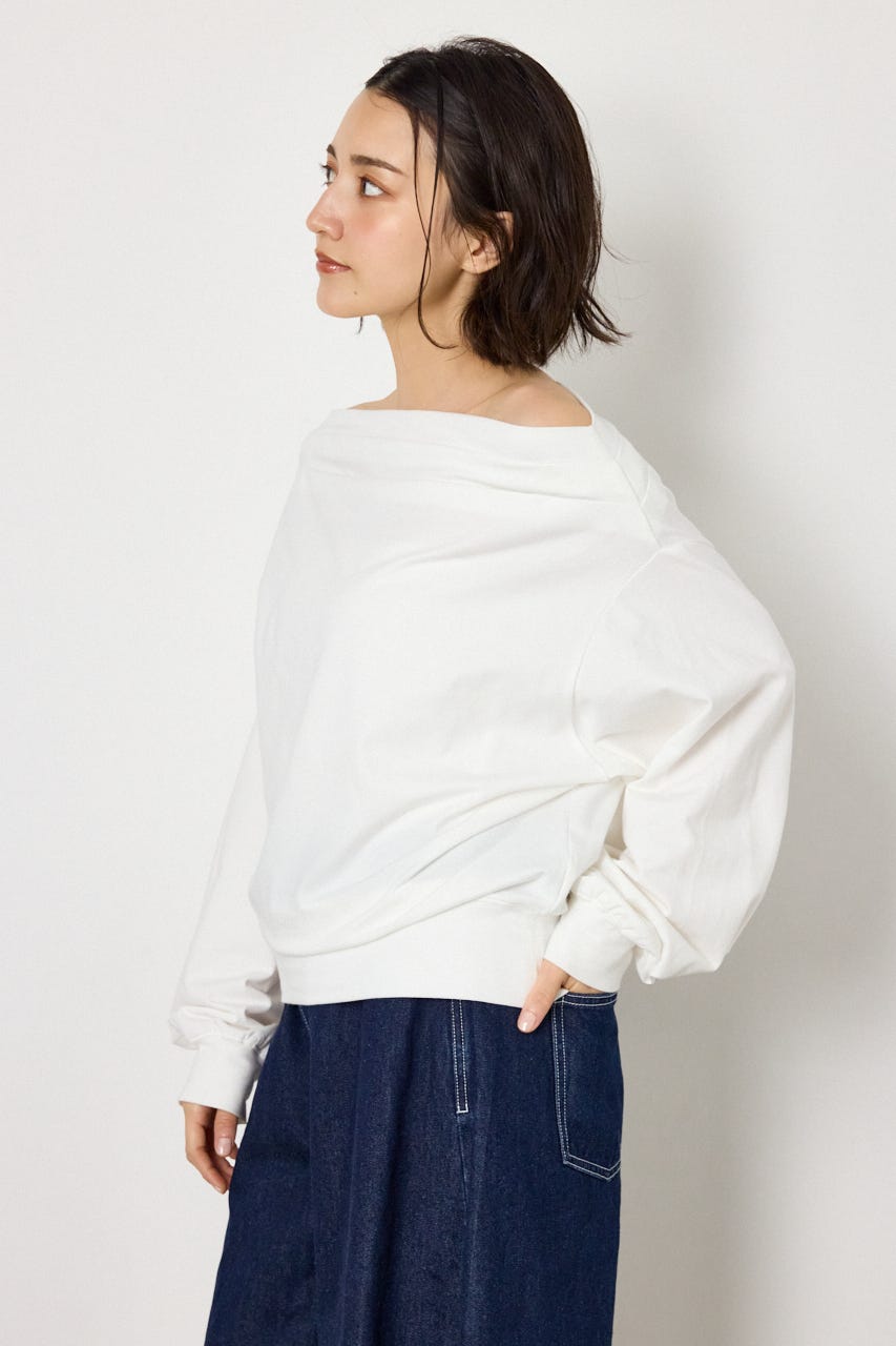 タックデザインオフショルL/Sトップス O/WHT FREE