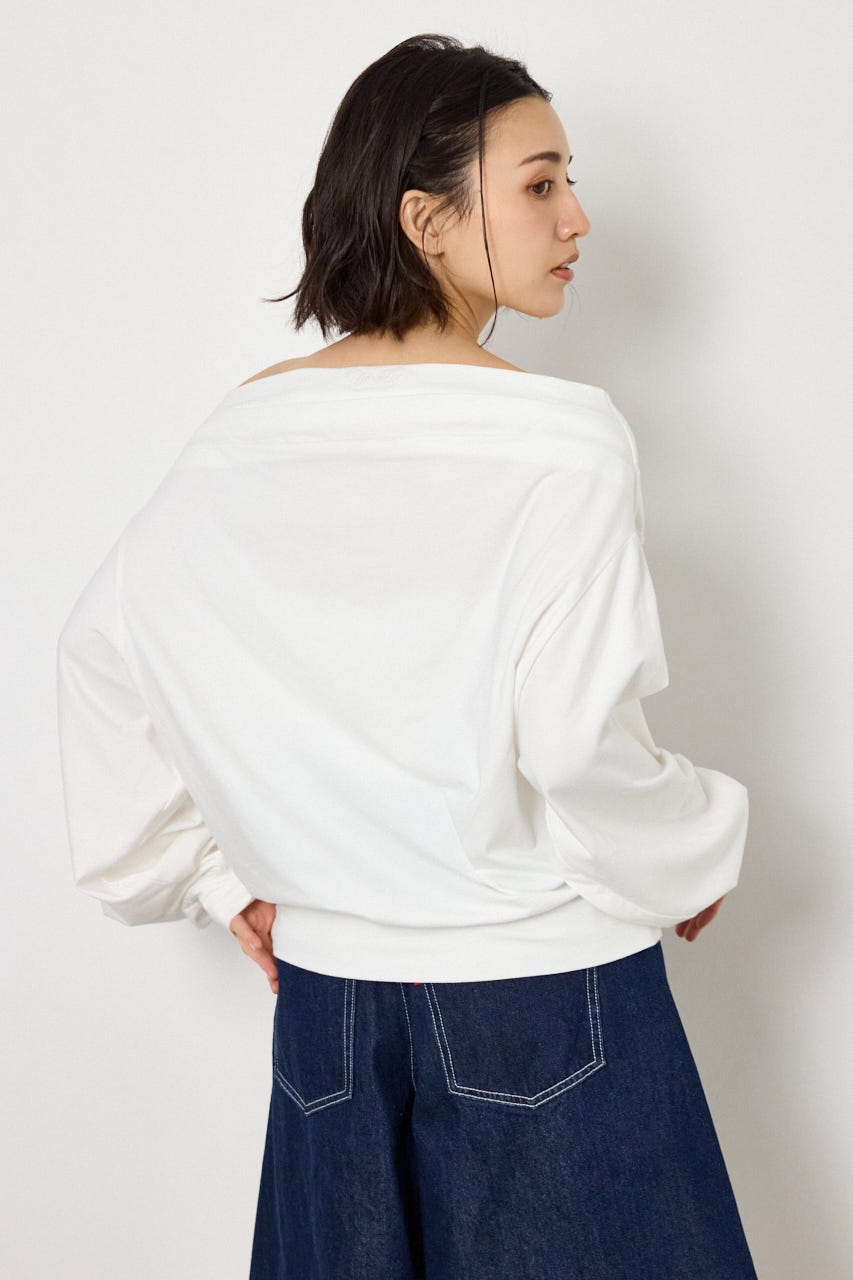 タックデザインオフショルL/Sトップス O/WHT FREE