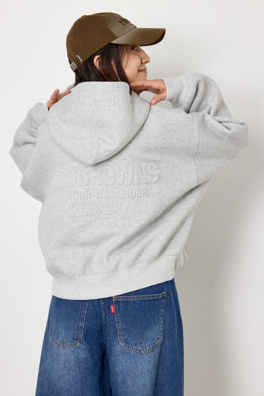 エンボス W-ZIP ショート パーカー L/T.GRY FREE