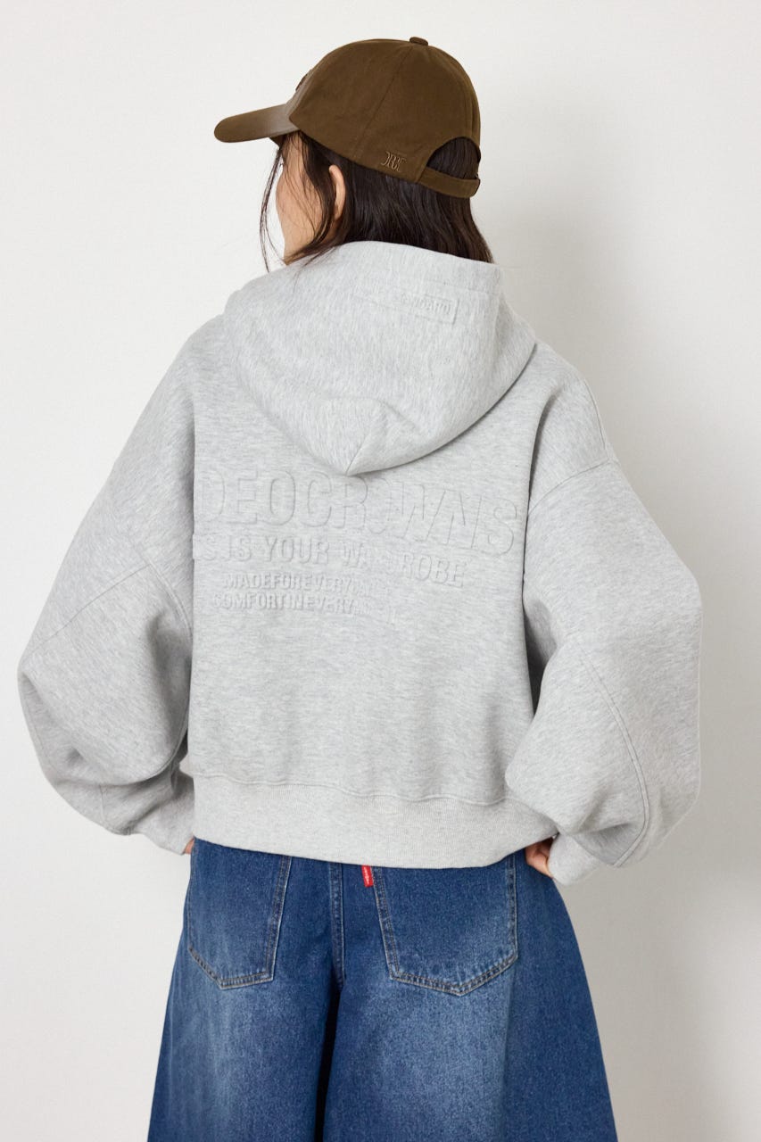 エンボス W-ZIP ショート パーカー L/T.GRY FREE