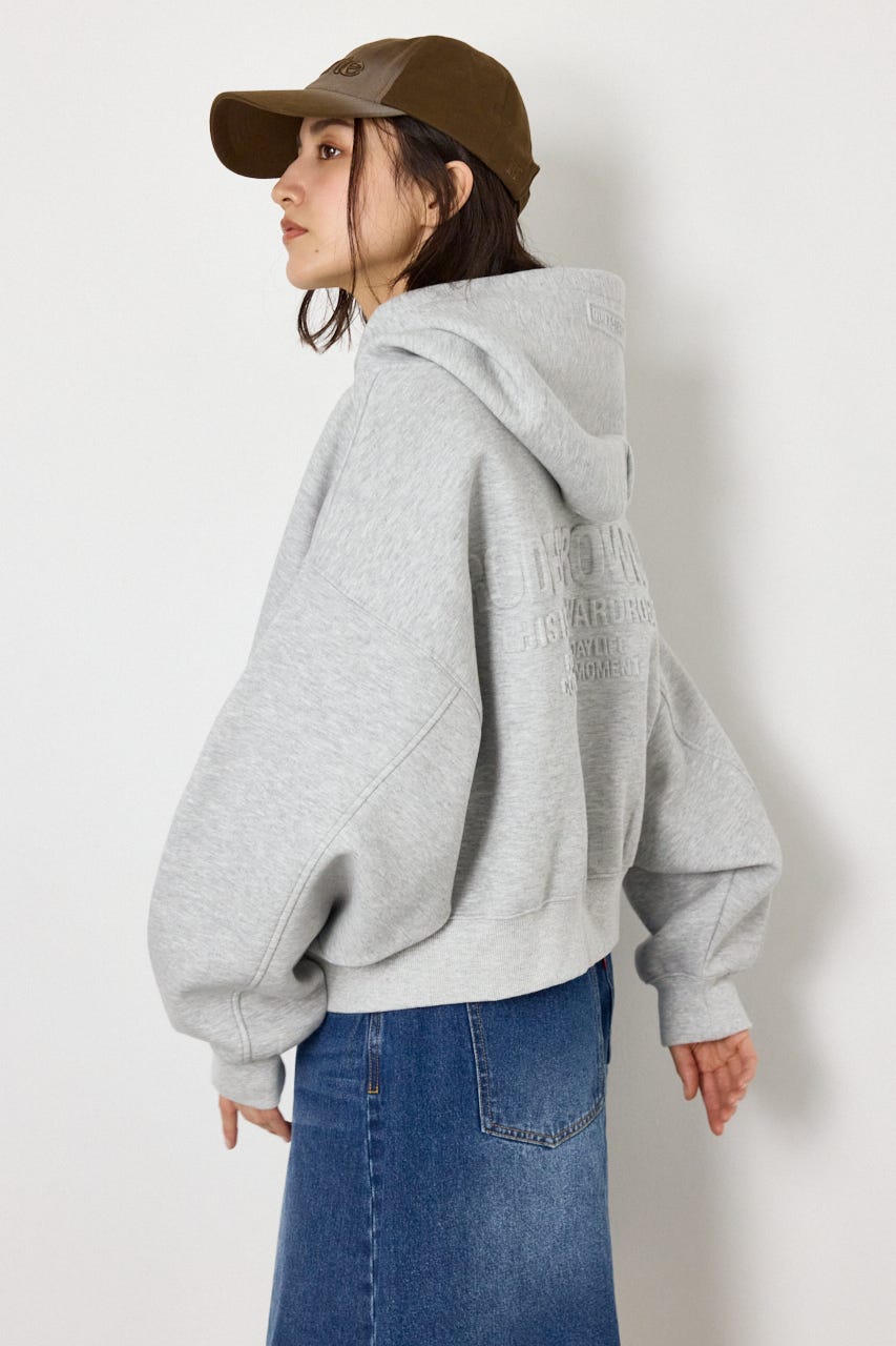 エンボス W-ZIP ショート パーカー L/T.GRY FREE