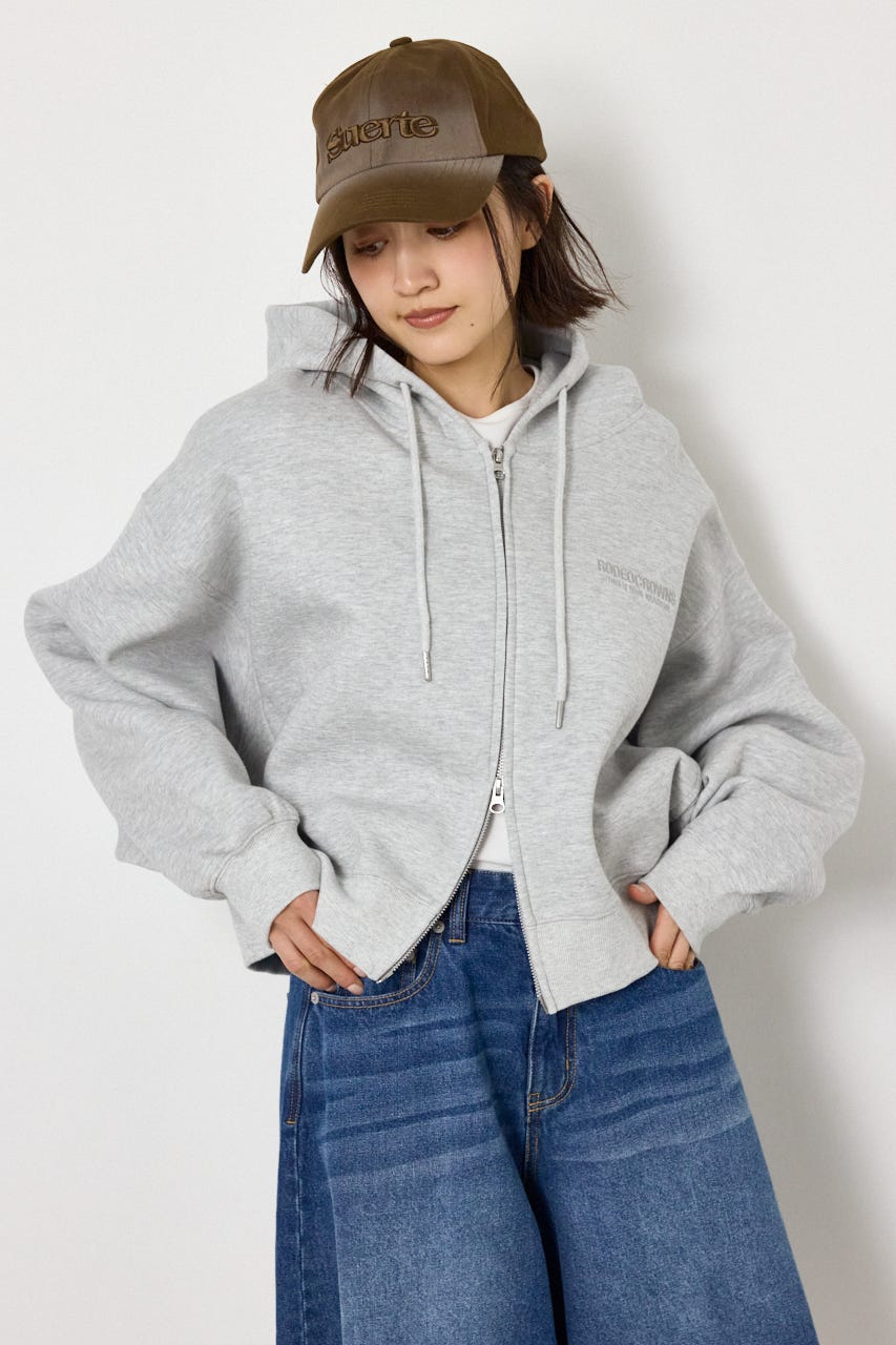 エンボス W-ZIP ショート パーカー L/T.GRY FREE