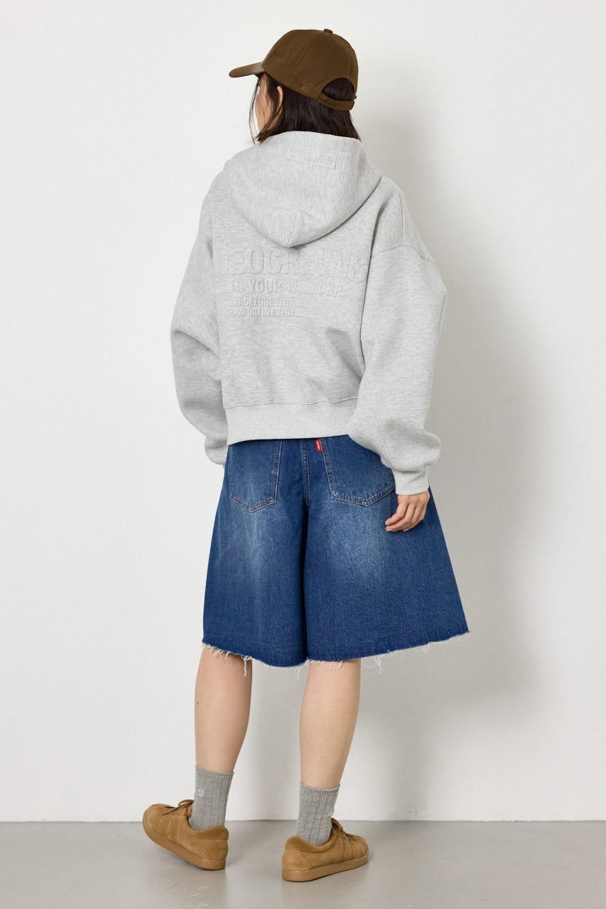 エンボス W-ZIP ショート パーカー L/T.GRY FREE