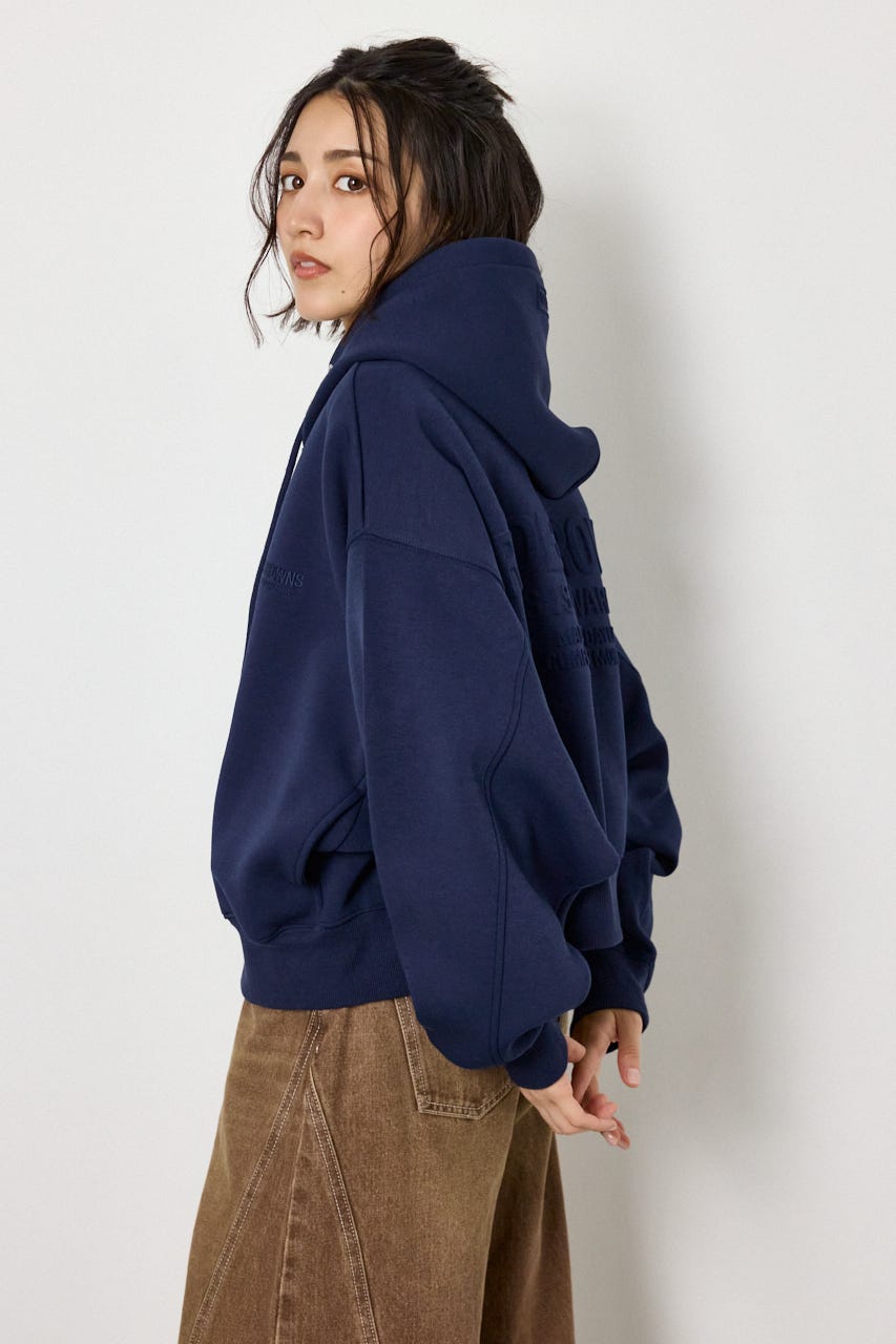 エンボス W-ZIP ショート パーカー NVY FREE