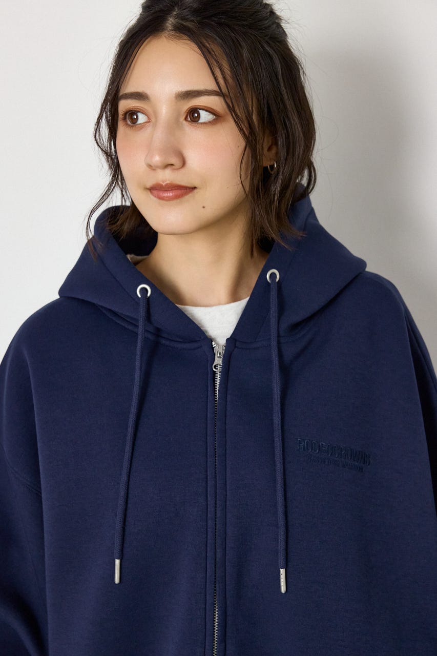 エンボス W-ZIP ショート パーカー NVY FREE