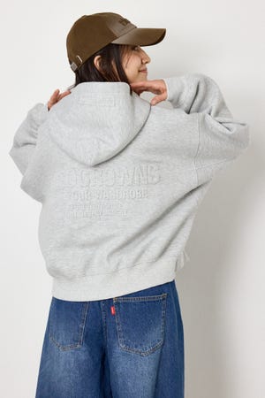 エンボス W-ZIP ショート パーカー