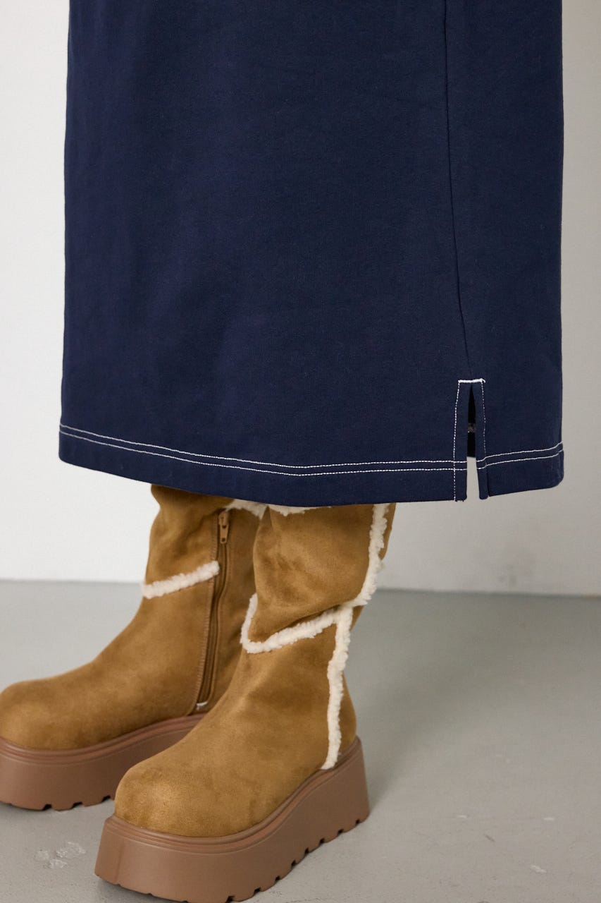 ラグランカラーステッチオフショルワンピース NVY FREE