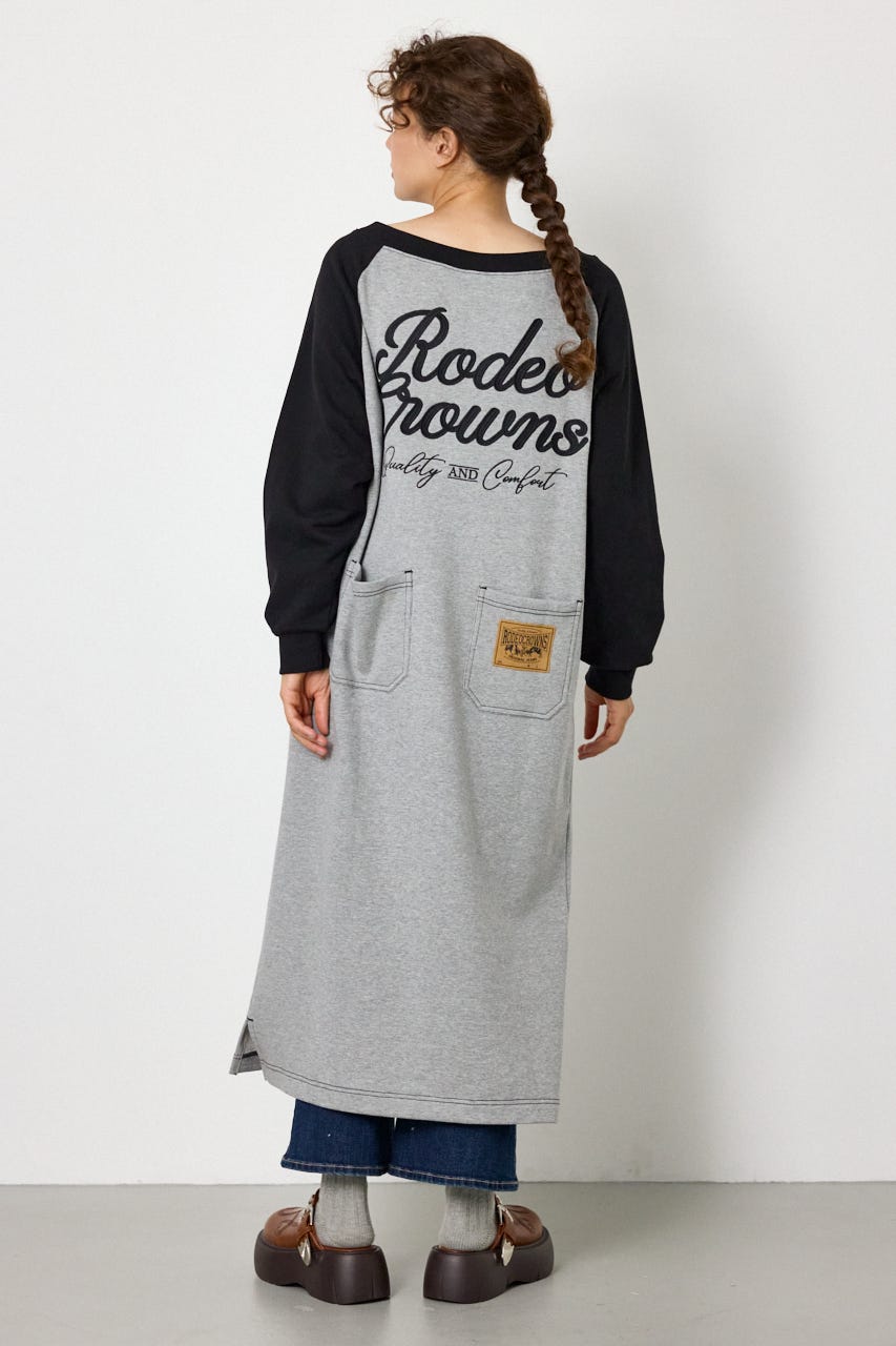 ラグランカラーステッチオフショルワンピース T.GRY FREE