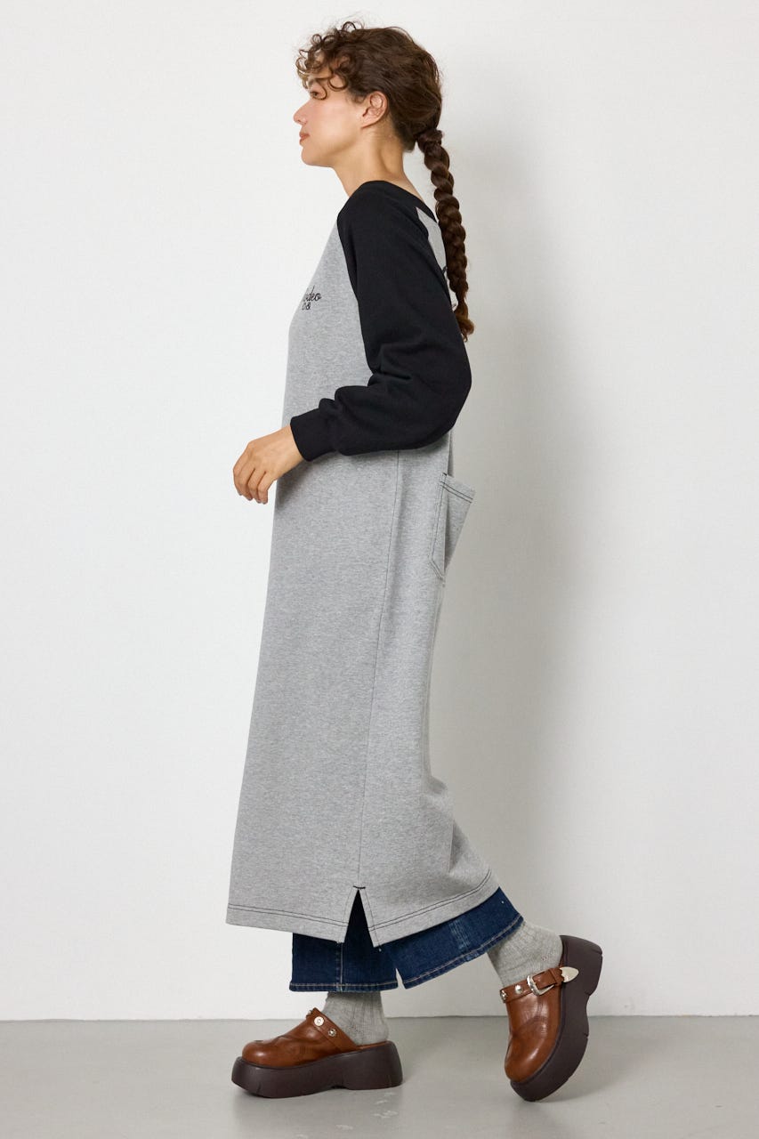 ラグランカラーステッチオフショルワンピース T.GRY FREE