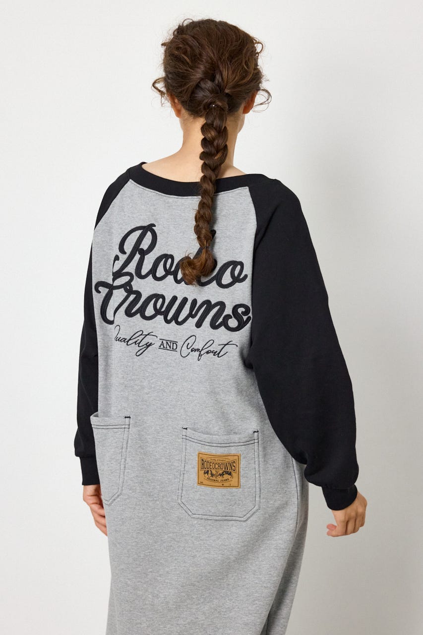 ラグランカラーステッチオフショルワンピース T.GRY FREE