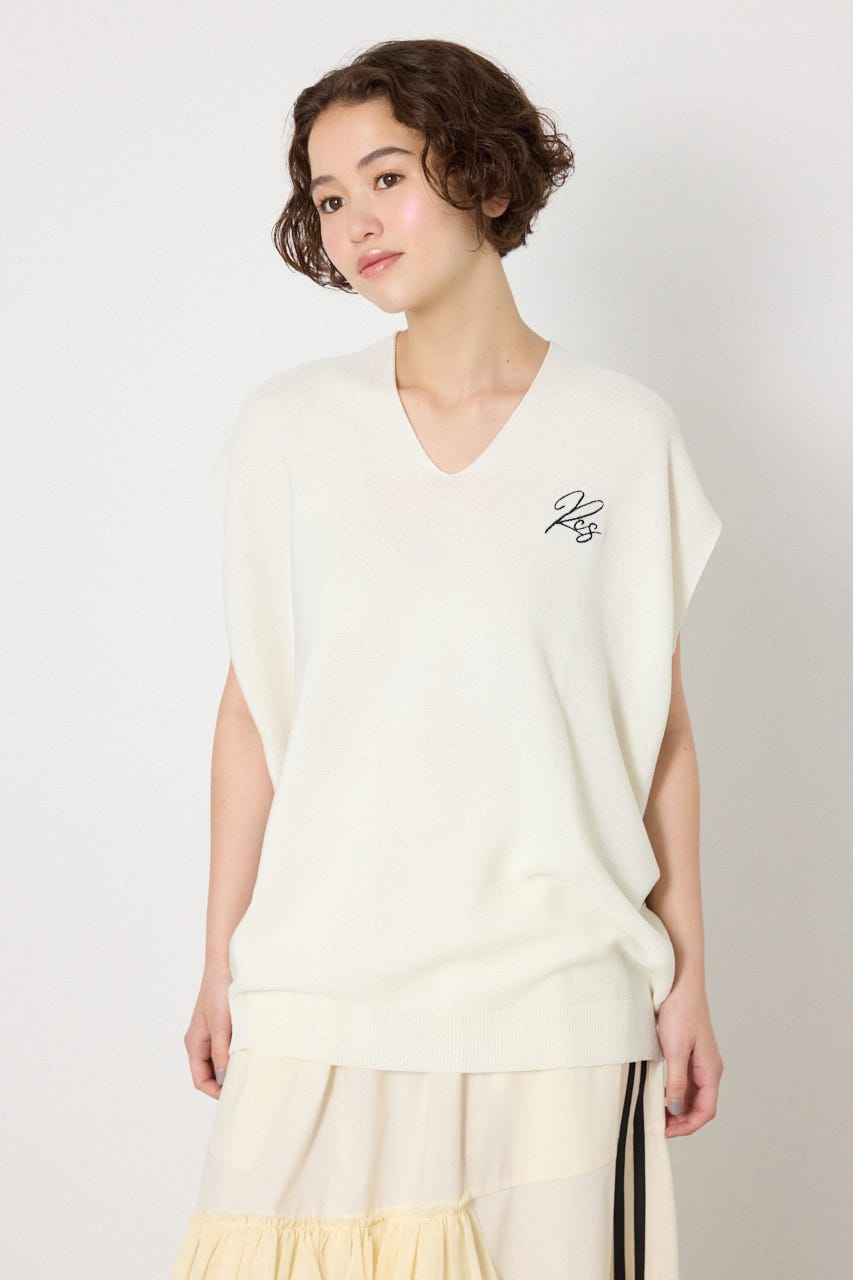 バイカラードルマンニットトップス O/WHT FREE