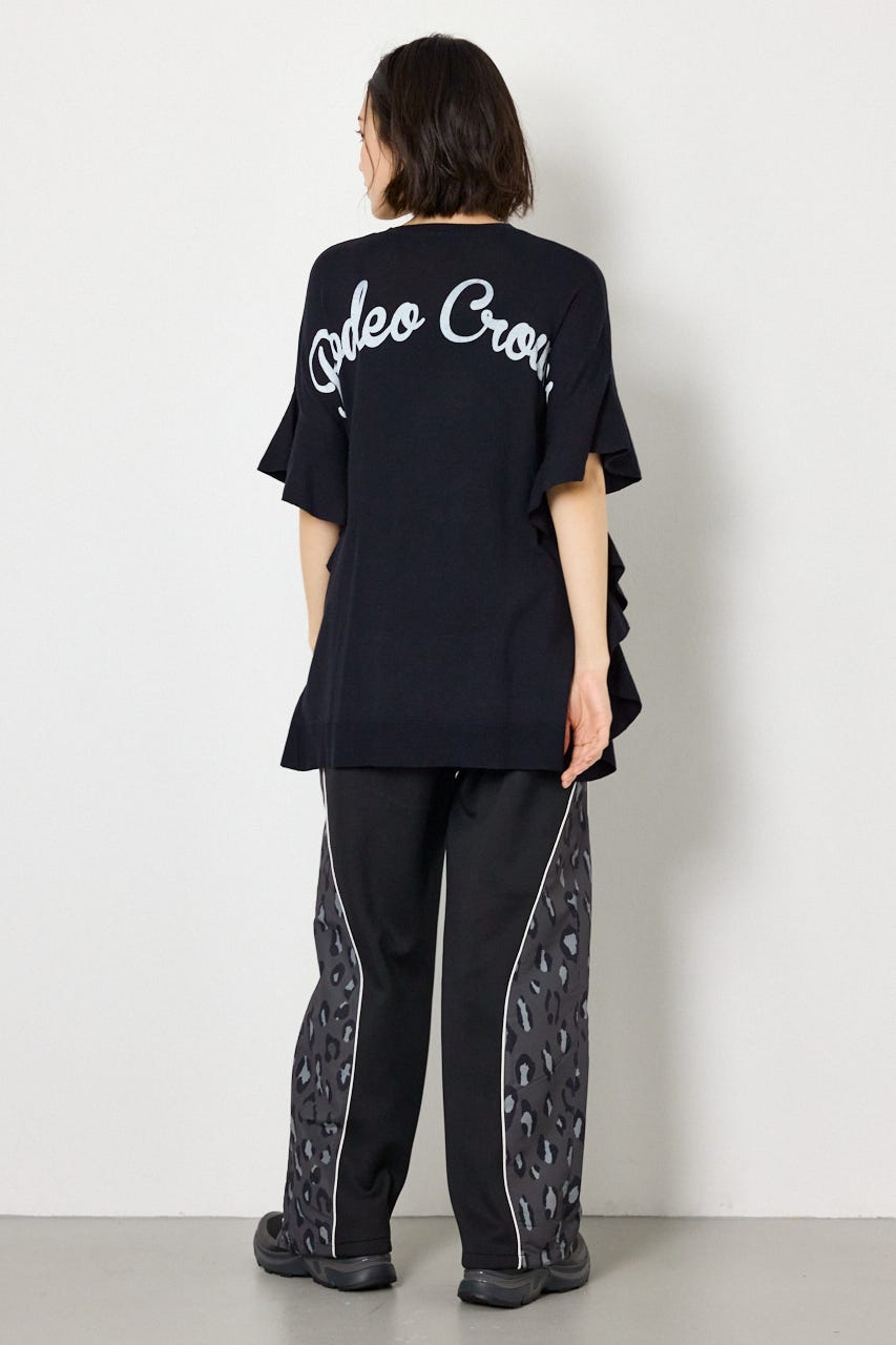 袖フリルニットトップス BLK FREE
