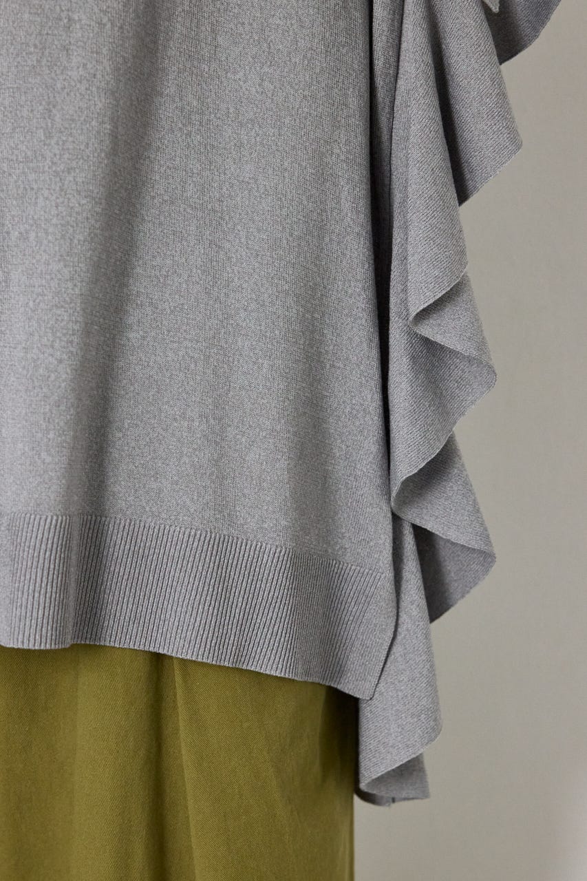 袖フリルニットトップス T.GRY FREE