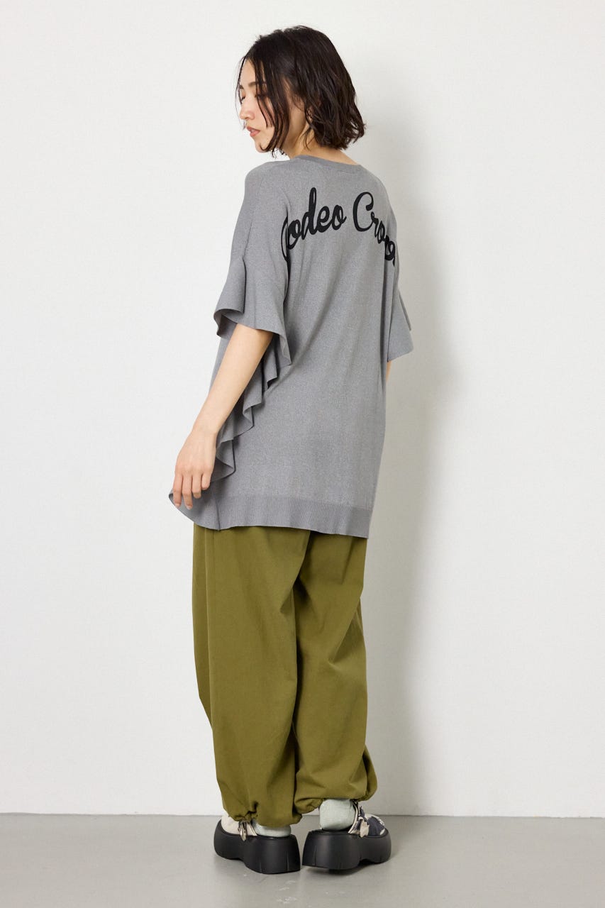 袖フリルニットトップス T.GRY FREE