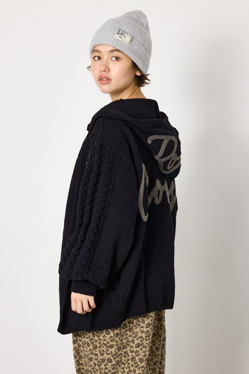 モールニットロゴトッパーカーディガン BLK FREE