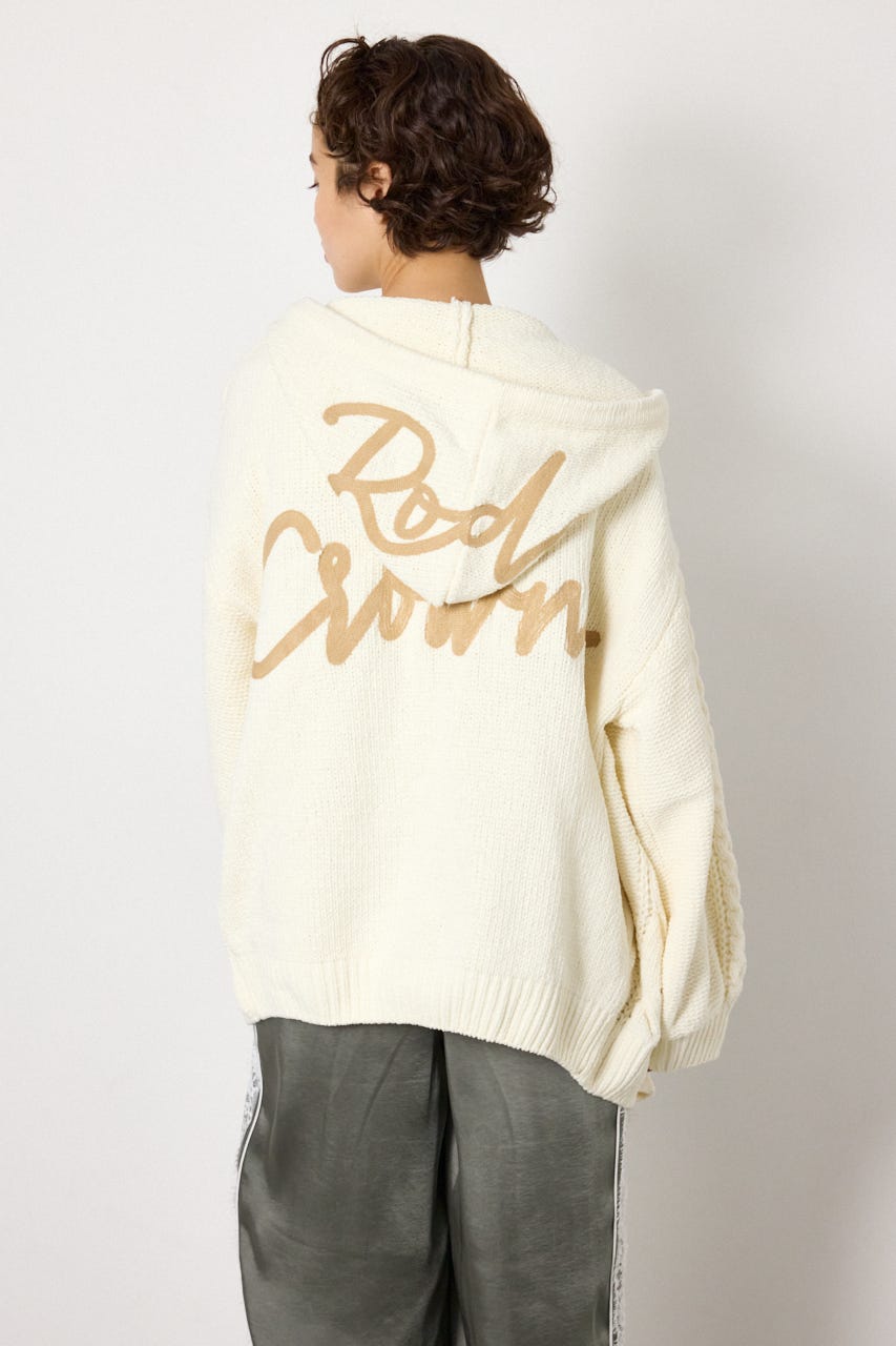 モールニットロゴトッパーカーディガン O/WHT FREE